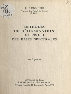 cover image of Méthodes de détermination du profil des raies spectrales